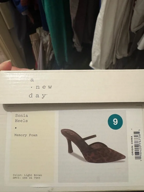 a new day Leopard-Print Pointed Toe Mule Heels with Black Straps - Picture 3 of 3